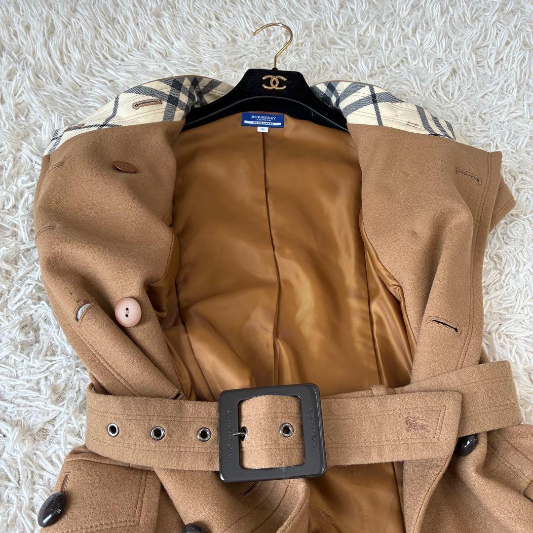 バーバリーブルーレーベル ウール ワンピース コート ノバチェック