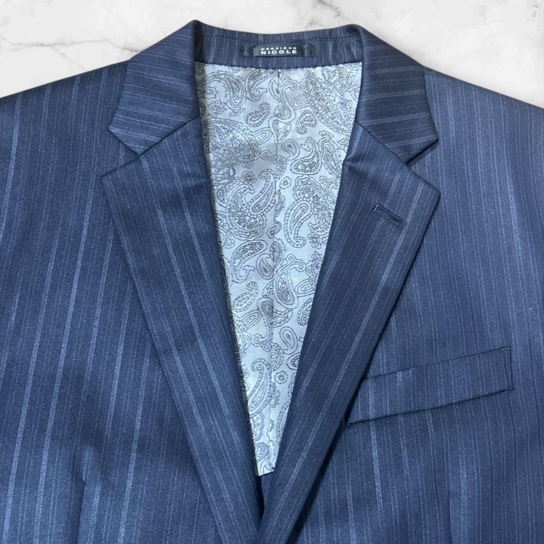 MONSIEUR NICOLE セットアップ ビジネススーツ 結婚式 ストライプ