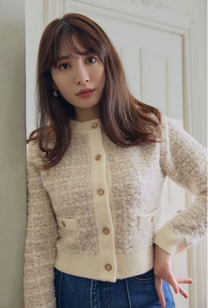 herlipto ハーリップトゥ Mercer Tweed Cardigan 三種類の素材を編み込みこんだ、オリジナルツイードジャガードニット