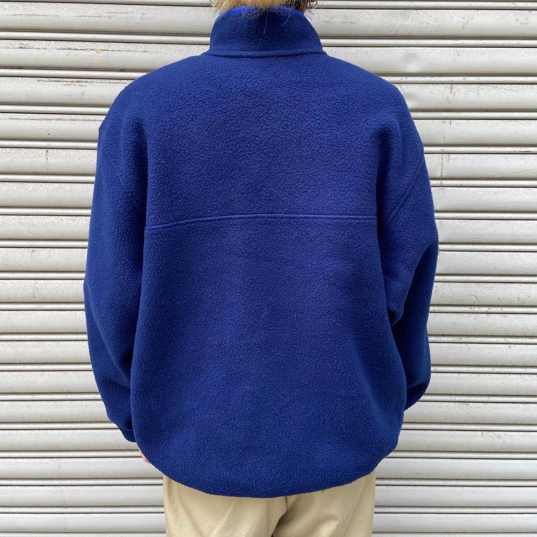 L.L.Bean☆ハーフスナップフリース☆90s☆筆記体ロゴ☆紺☆L相当