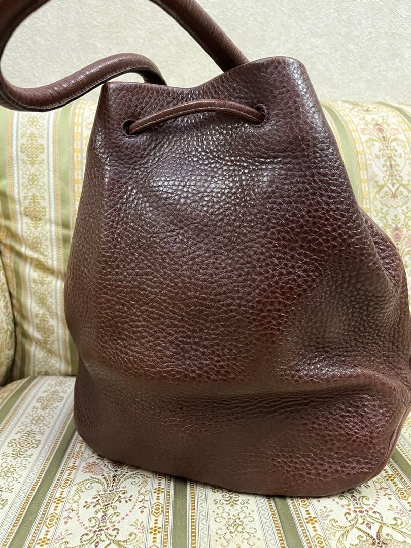 HIROFU ブラウンレザー巾着 バケツ型ショルダーバッグ - メルカリ