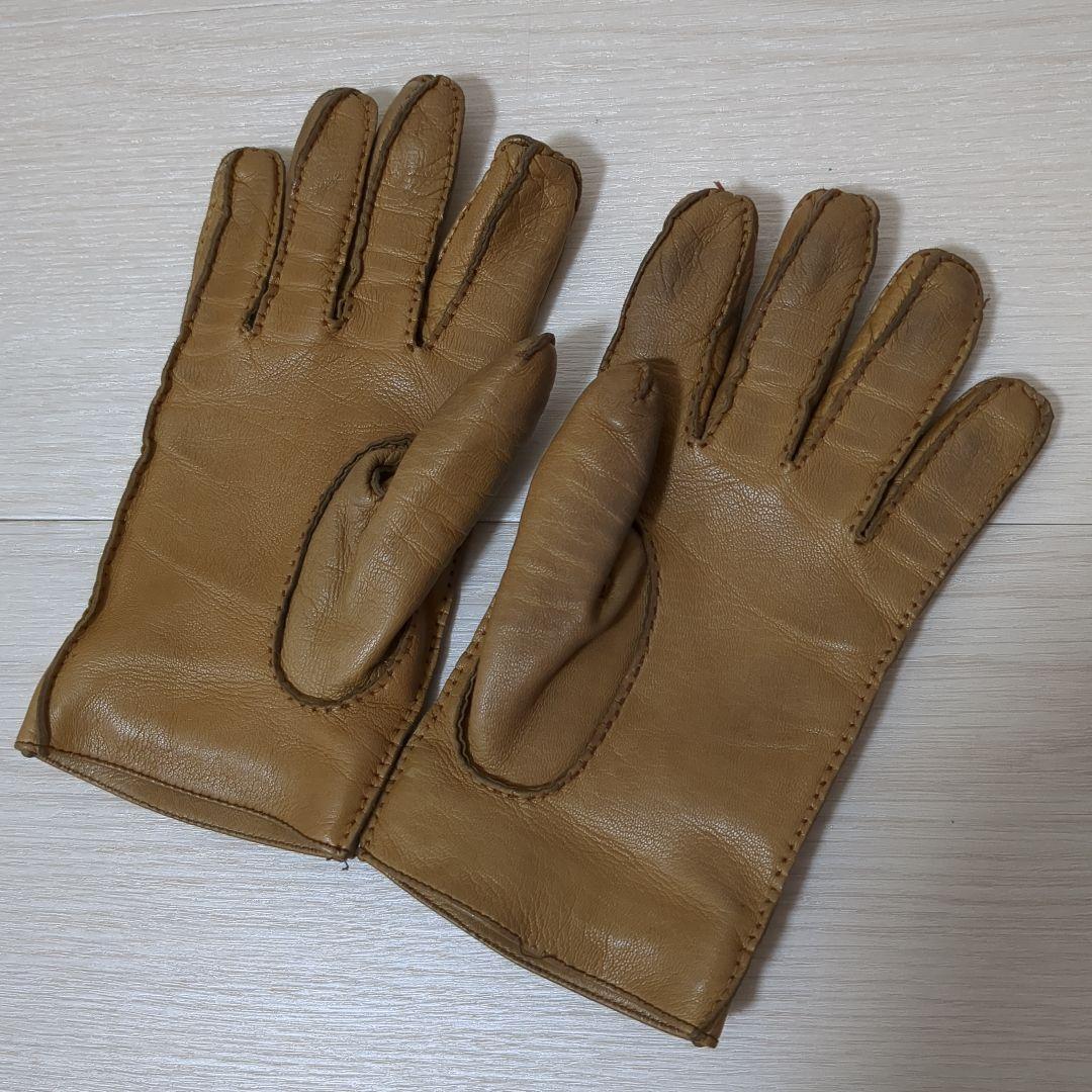 GUCCI グッチ 本革 ホースビット レザーグローブ ブラウン 7 1/2