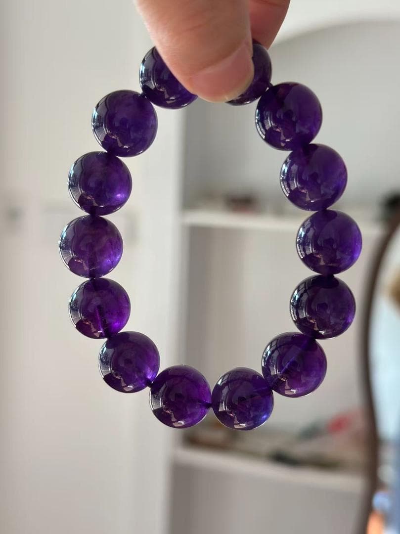 アメジスト ビーズブレスレット 紫色 14mm 濃い紫色です AAA アメジスト ブレスレット 14mm パワーストーン メンズ レディース