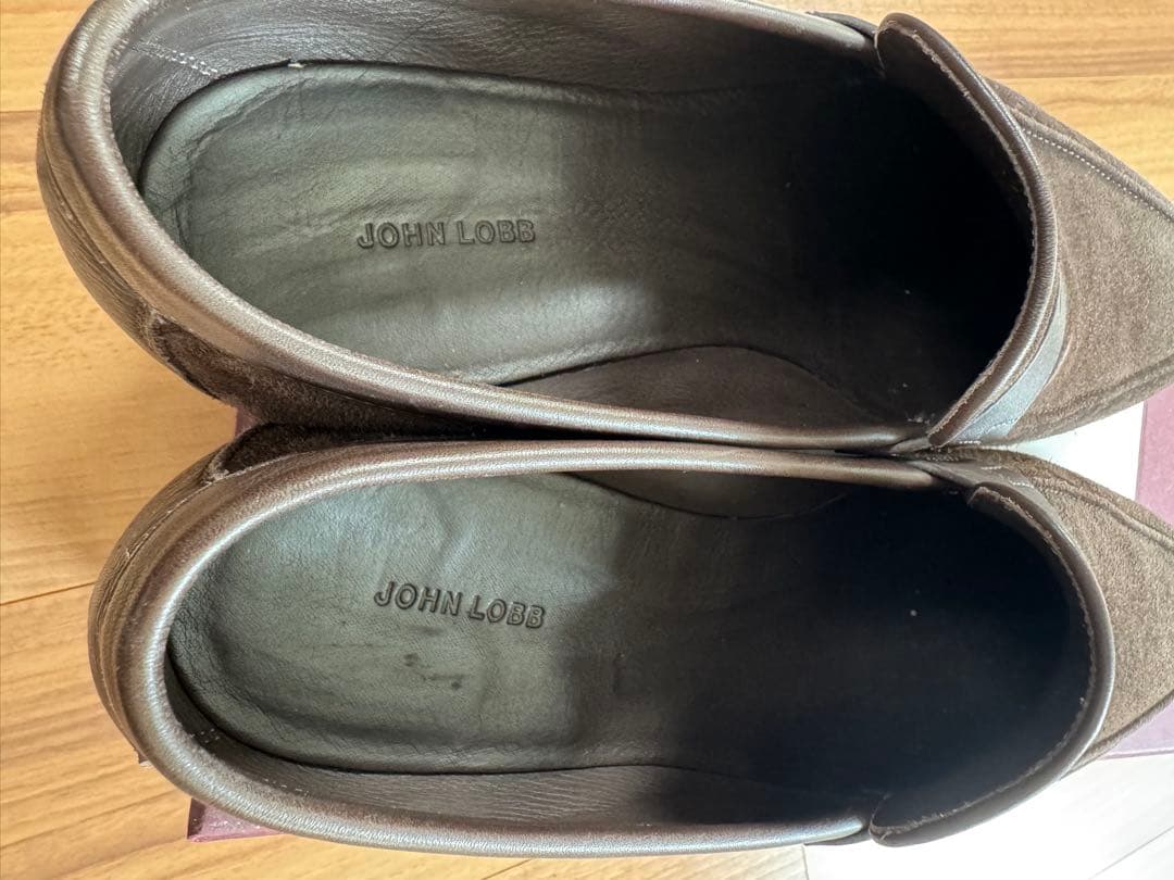 ジョンロブ ブラウン スエード レザー ローファー コインローファー