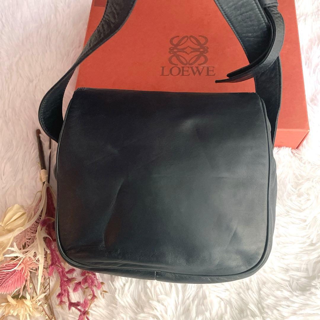 希少⭐︎LOEWE ネイビー アナグラム ナッパレザー 本革 ショルダー