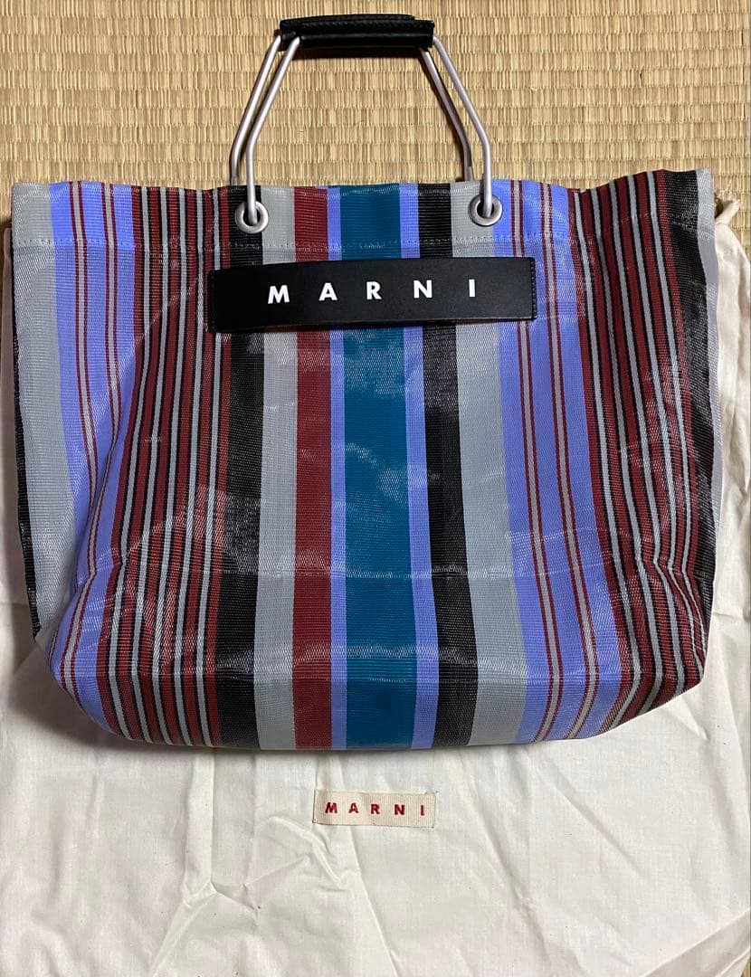 MARNI ストライプ かごバッグ トートバッグ マルニフラワーカフェ ストライプバッグ トート カゴバッグ 新色