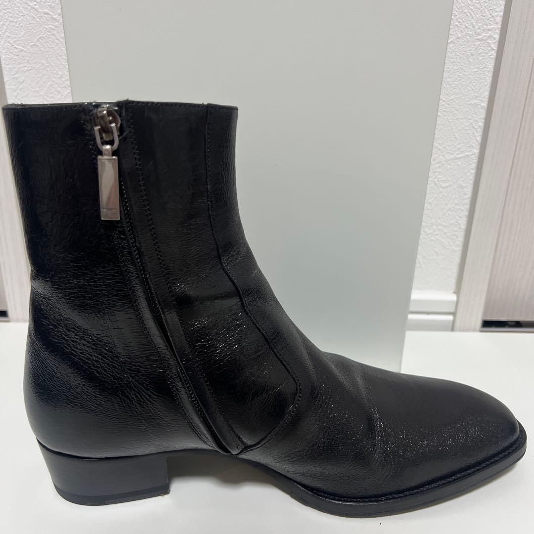 SAINT LAURENT Cracked Leather Heel Boots - メルカリ
