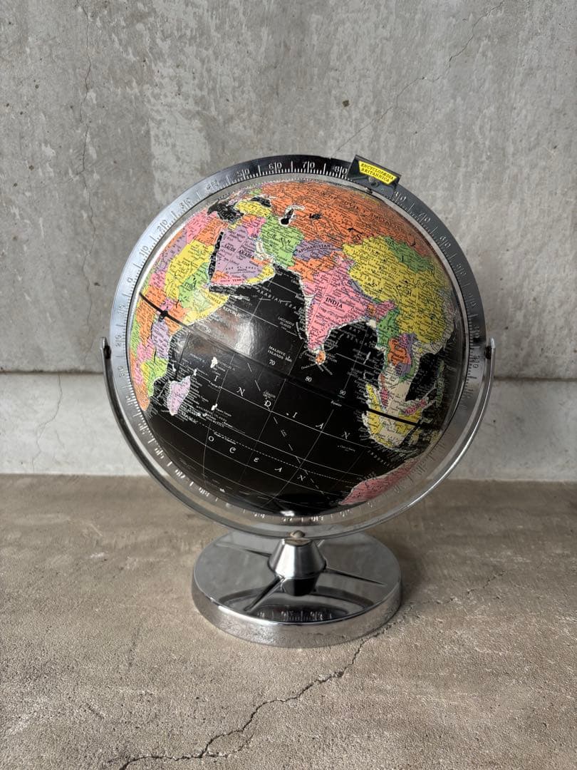 60s 70s 地球儀 黒 ブラックオーシャン REPLOGLE社 ヴィンテージ REPLOGLE社 アンティーク 黒地球儀 ブラックオーシャン ｜ glow ANTIQUES