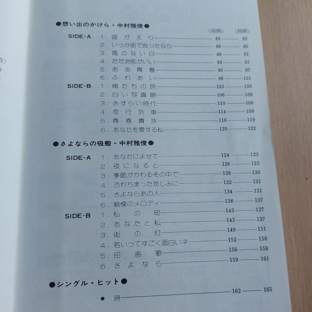 中村雅俊 コンサート 楽譜 ギター弾き語り 青春放浪記 ふれあい 俺たち