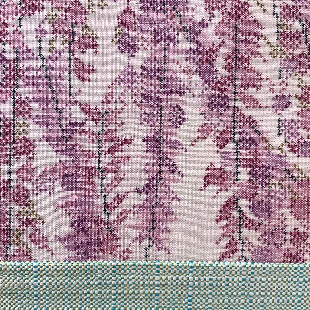 大島紬 満開の藤の花 リメイク 胡桃皮ハンドルバッグ