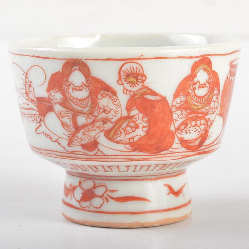 湖東焼 赤絵 人物文 猪口 盃 時代箱付 V R5213 - メルカリ