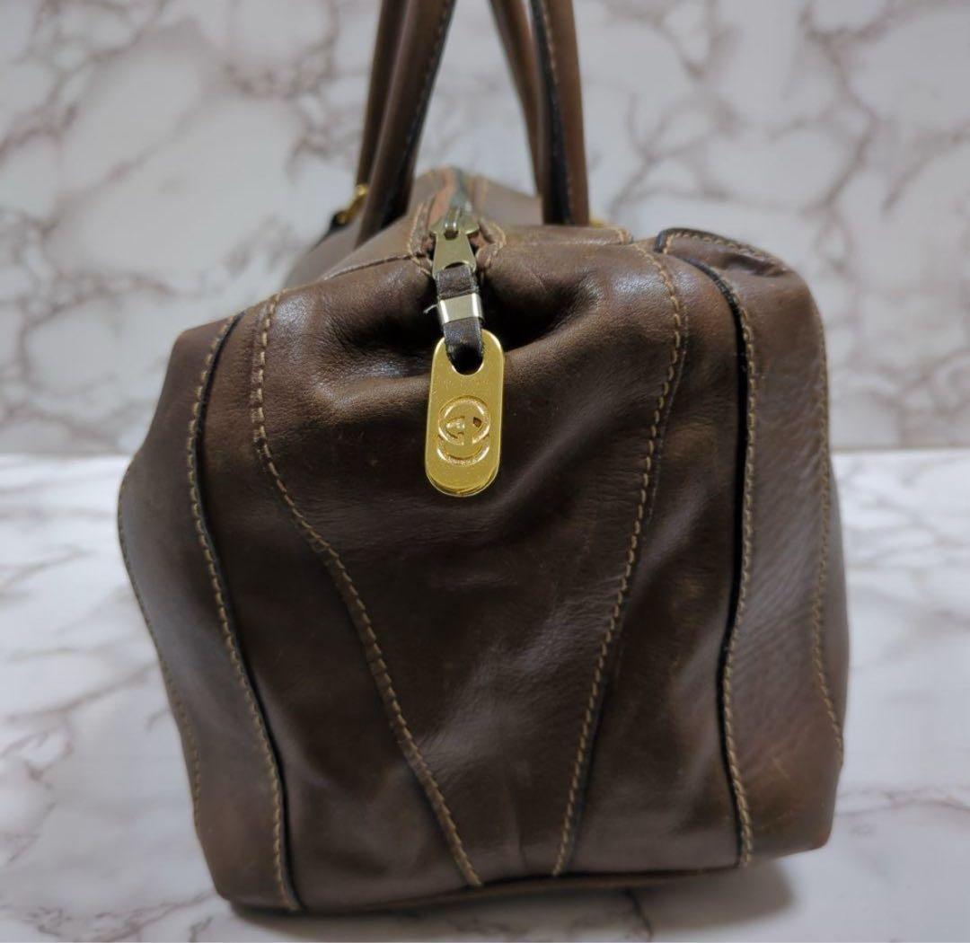 オールドグッチ リアルレザー ミニボストンバッグ インターロッキング