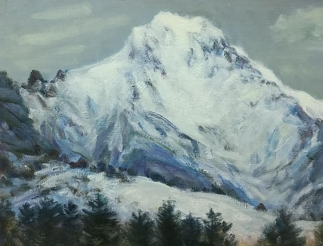 F8 油絵「冬赤岳」絵画