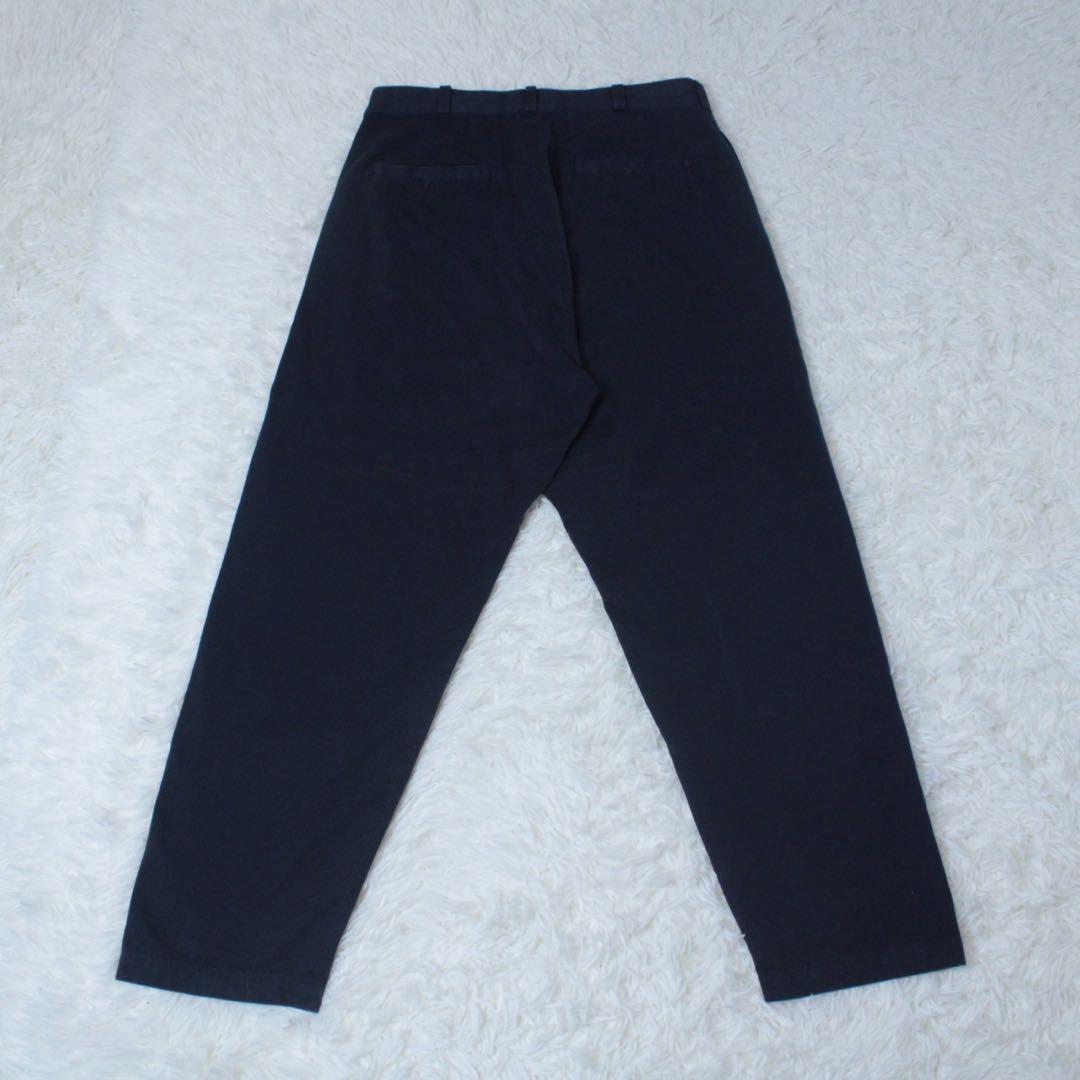 美品 YAECA ヤエカ 19654 チノスワイドテーパードパンツ ネイビー 紺