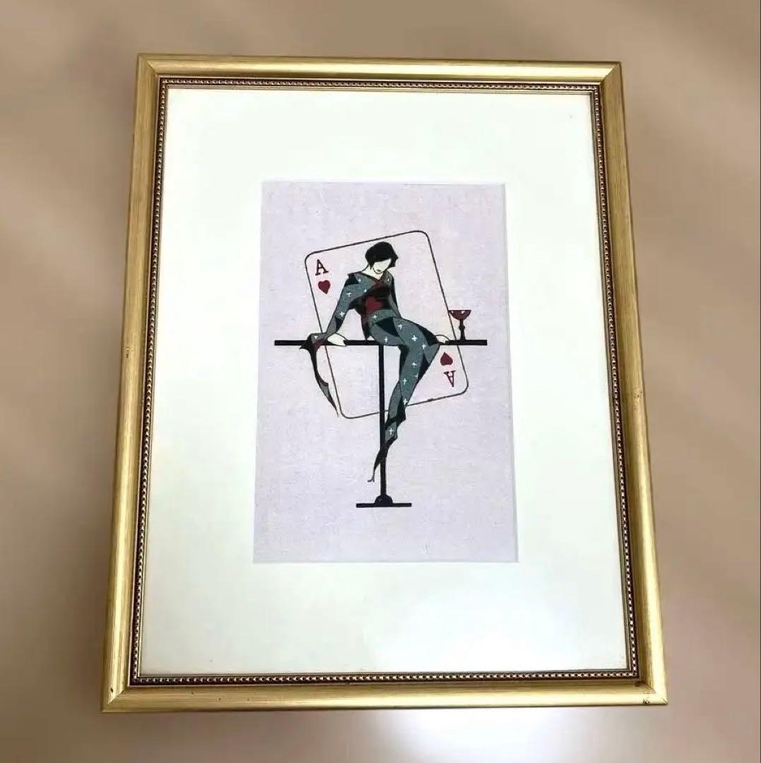 （希少）小林かいち　額装入りポスター　絵　（彼女の青春） koy020-小林かいち 彼女の青春 クラブA | 絵葉書資料館