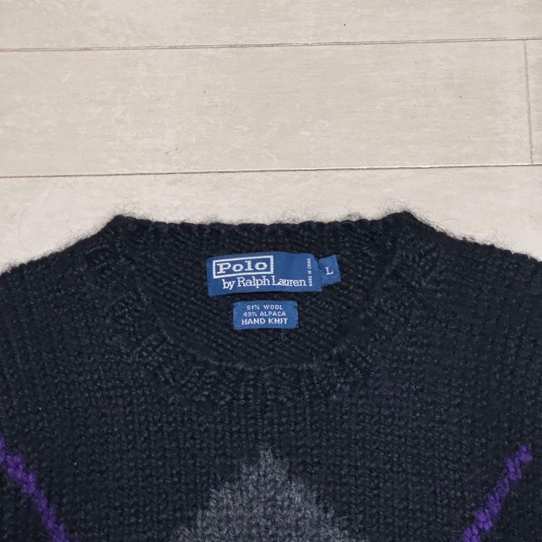希少✨ ポロバイラルフローレン ハンドニット アーガイル 長袖ニット L