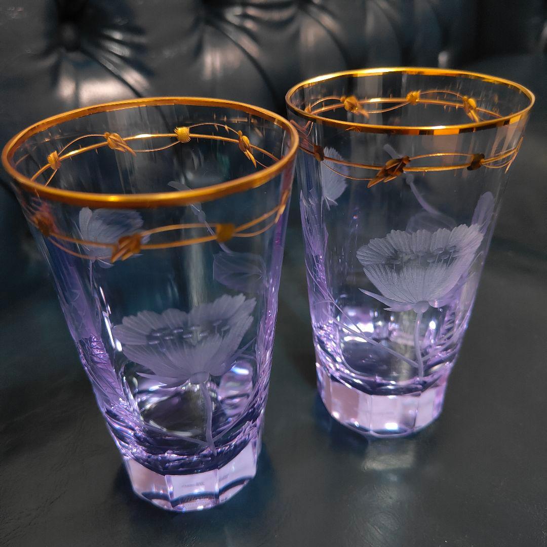 希少色】MOSER モーゼル パウラ グラス ペア 花模様 金彩 - メルカリ