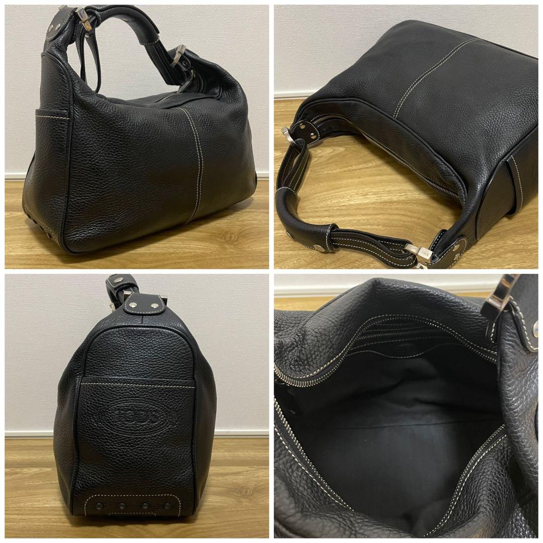 《美品》TOD’S （トッズ）レザー セミショルダーバッグ ブラック 黒