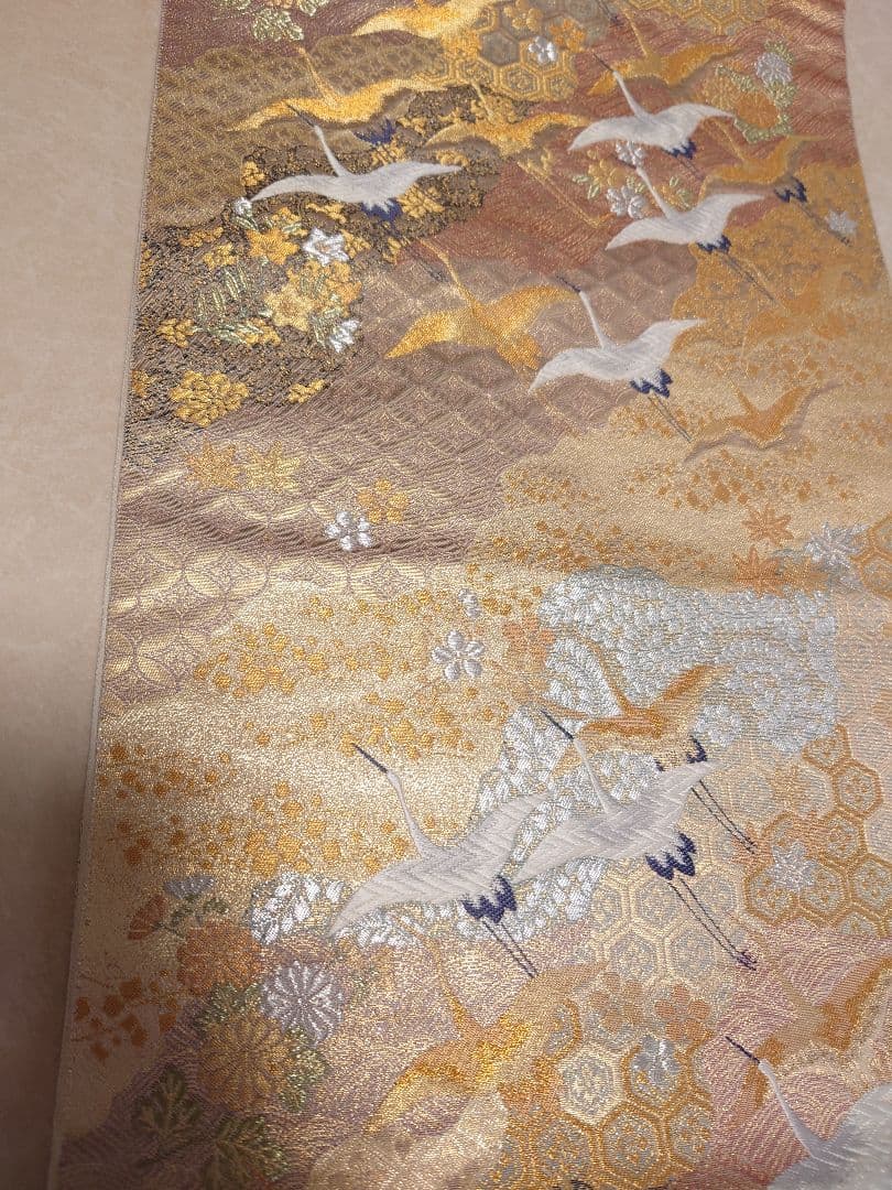 ○高級 袋帯 千羽鶴 フォーマル 正絹 鶴柄 入学式 卒業式 振袖