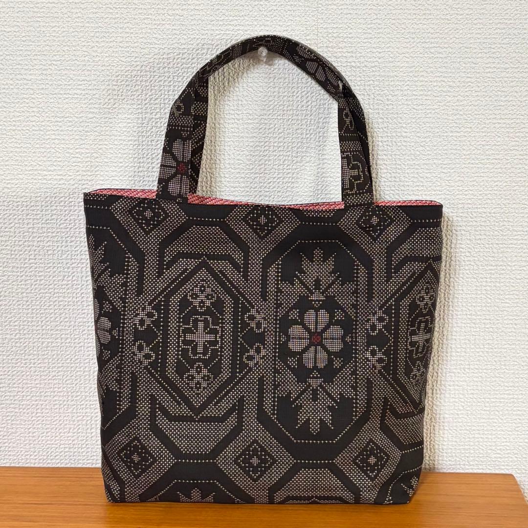 D-829再販 ハンドメイド 大島紬 着物リメイク 和柄 トートバッグ