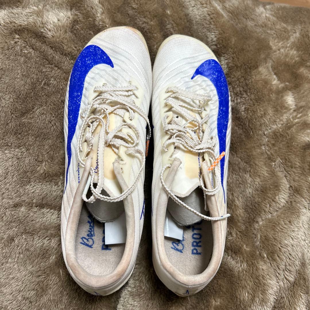 Nike Zoom スパイクシューズ ホワイト/ブルー - メルカリ