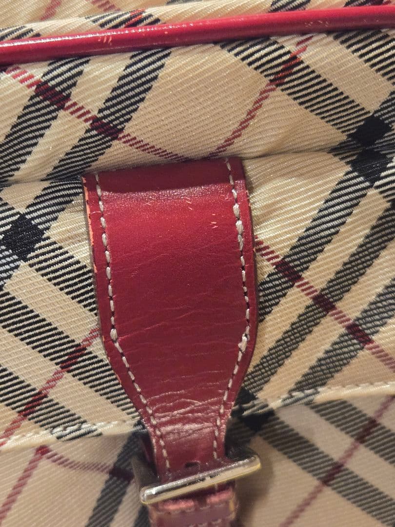 美品 バーバリー・ブルーレーベル チェック ショルダーバッグ 赤 レア
