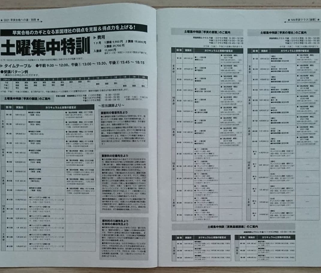 2022年終了【未使用】NN早実クラス 土曜集中特訓 そっくりテスト■フルセット