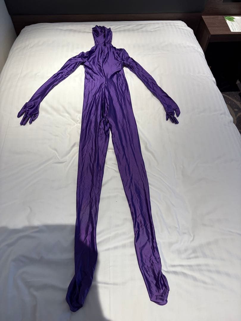 ツルスベ　ゼンタイ　全身タイツ　Pケース付き　パープル