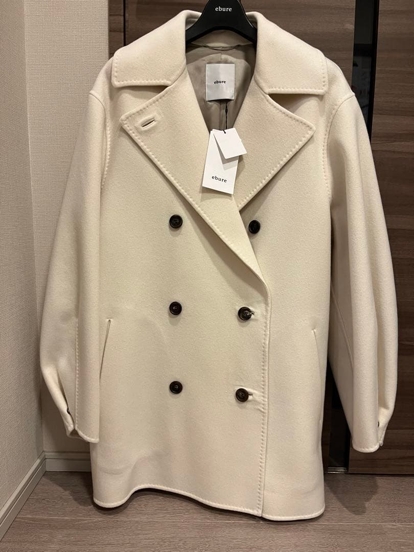 新品 エブール ebure 22AW リュクスメルトンハーフPコート ピーコート