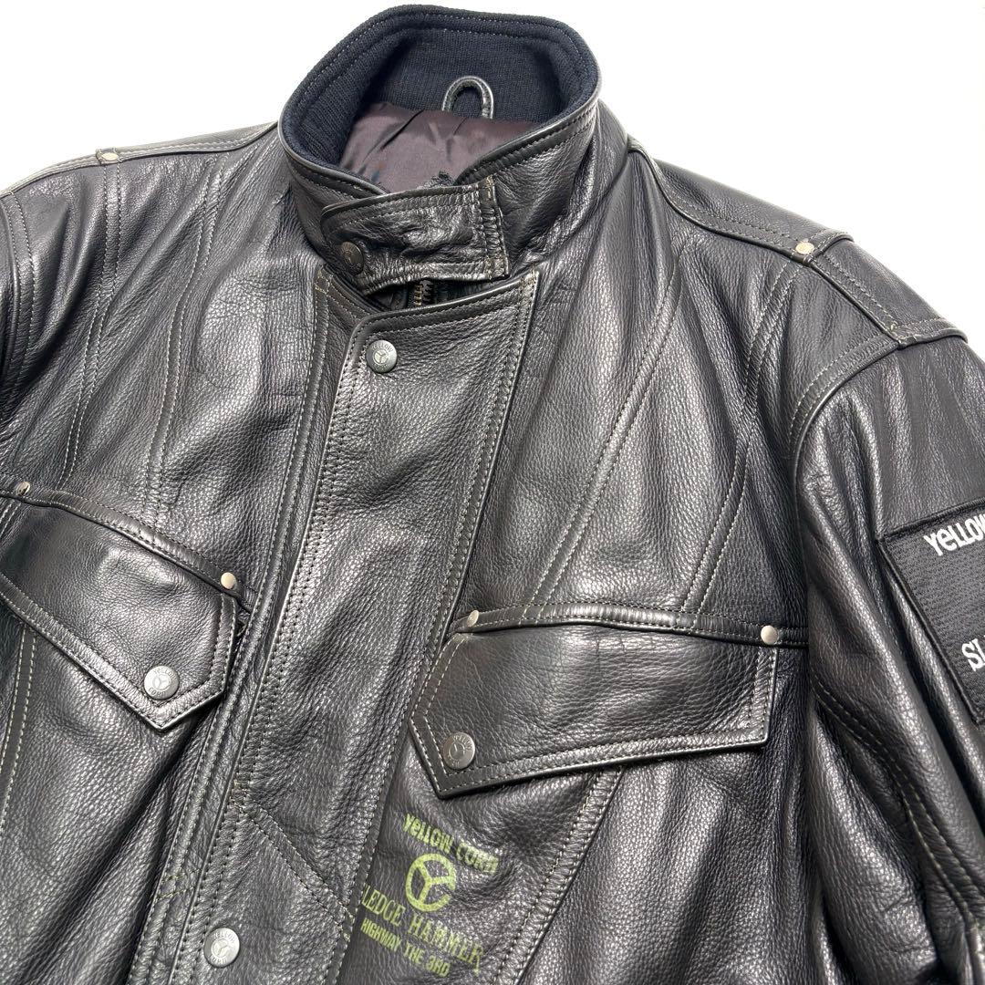 牛革】イエローコーン レザージャケット 黒 L ライダースジャケット