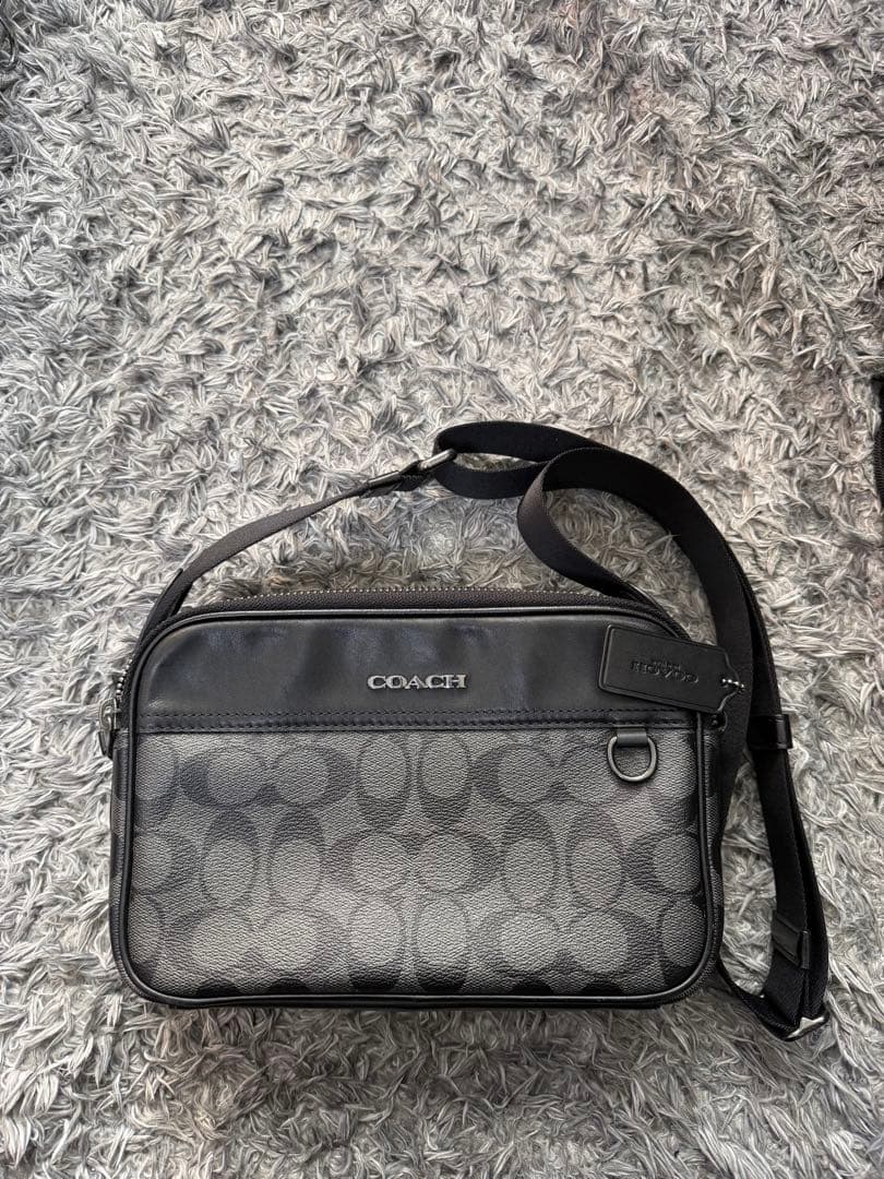 COACH ショルダーバッグ ブラック/グレー コーチ COACH ショルダーバッグ シグネチャー キャンバス アクセル