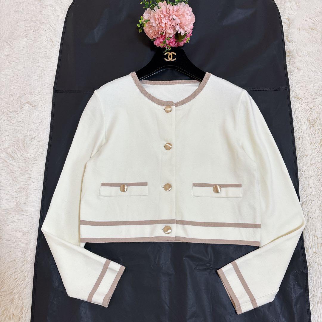 2024年モデル☆フォクシー カーディガンTimeless 金ボタン バイカラー FOXEY（フォクシー） 未使用/20年製 38524 カシミヤ100