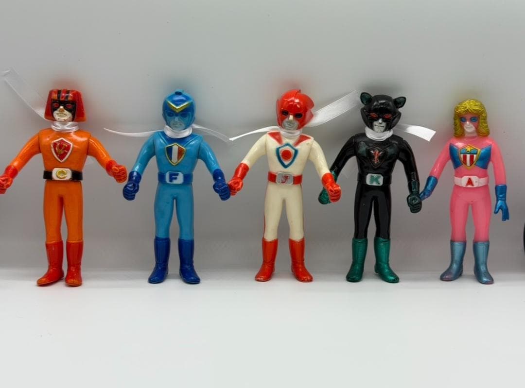 当時物】バトルフィーバーJ ポピー ソフビ 5体セット 昭和レトロ 特撮