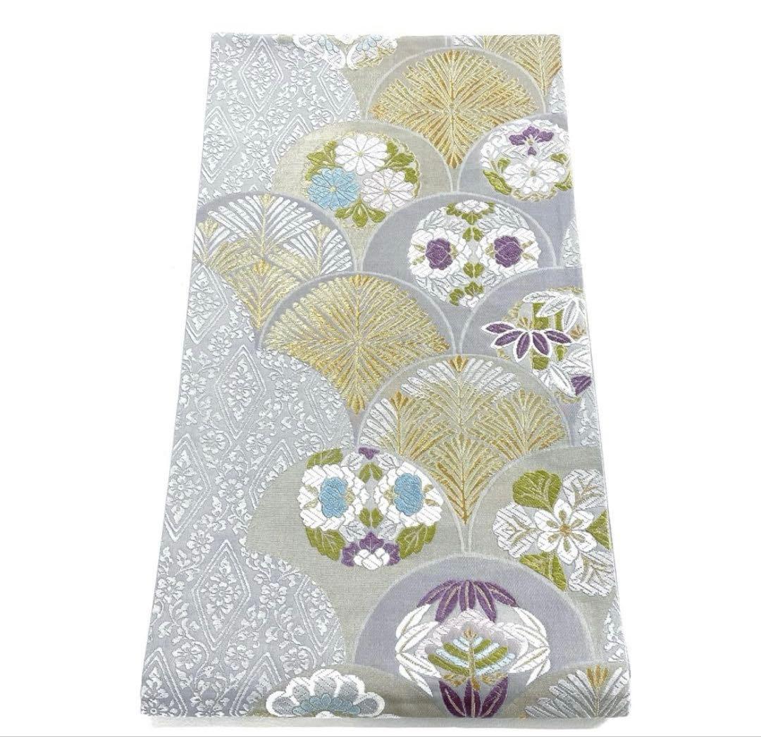 帯6394 ○田村星謹製 高級 正絹 吟遊辻ヶ花龍田川文 六通 袋帯 兎