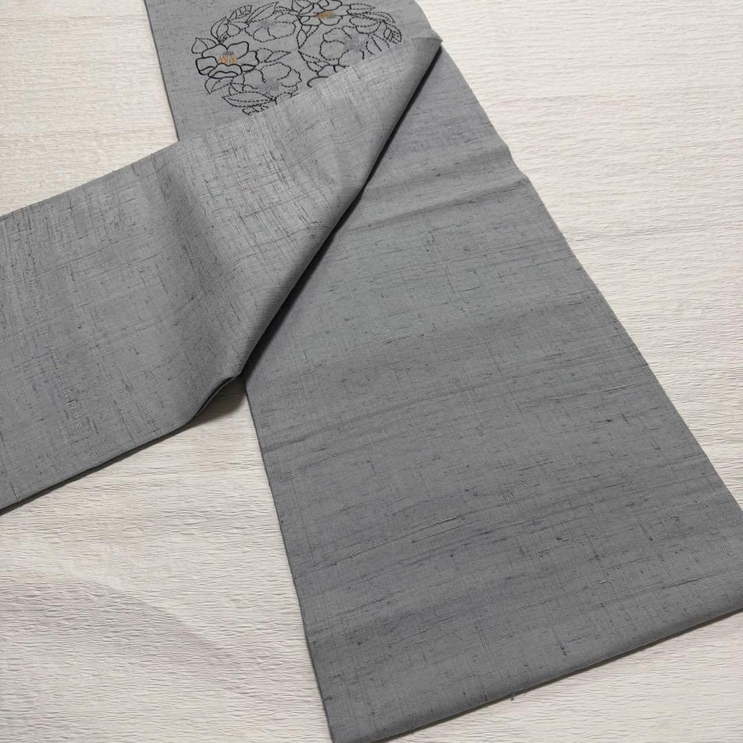 m-109 刺し子 刺繍 紬 花 名古屋帯 正絹 - メルカリ