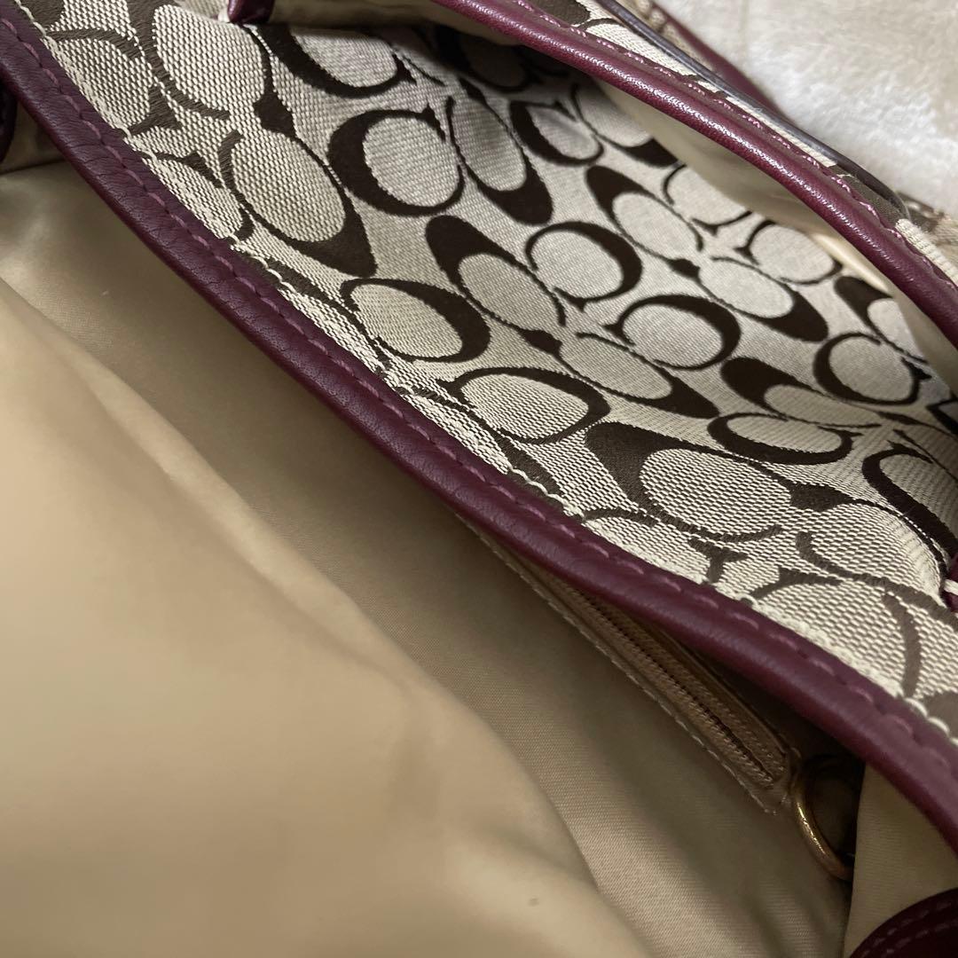 コーチ ソーホー ショルダーバッグ シグネチャー柄 バーガンディレザー