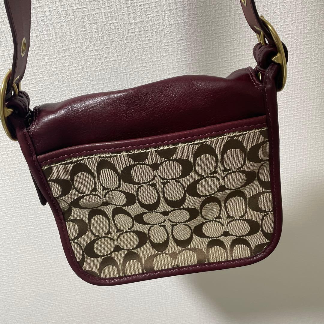 コーチ ソーホー ショルダーバッグ シグネチャー柄 バーガンディレザー