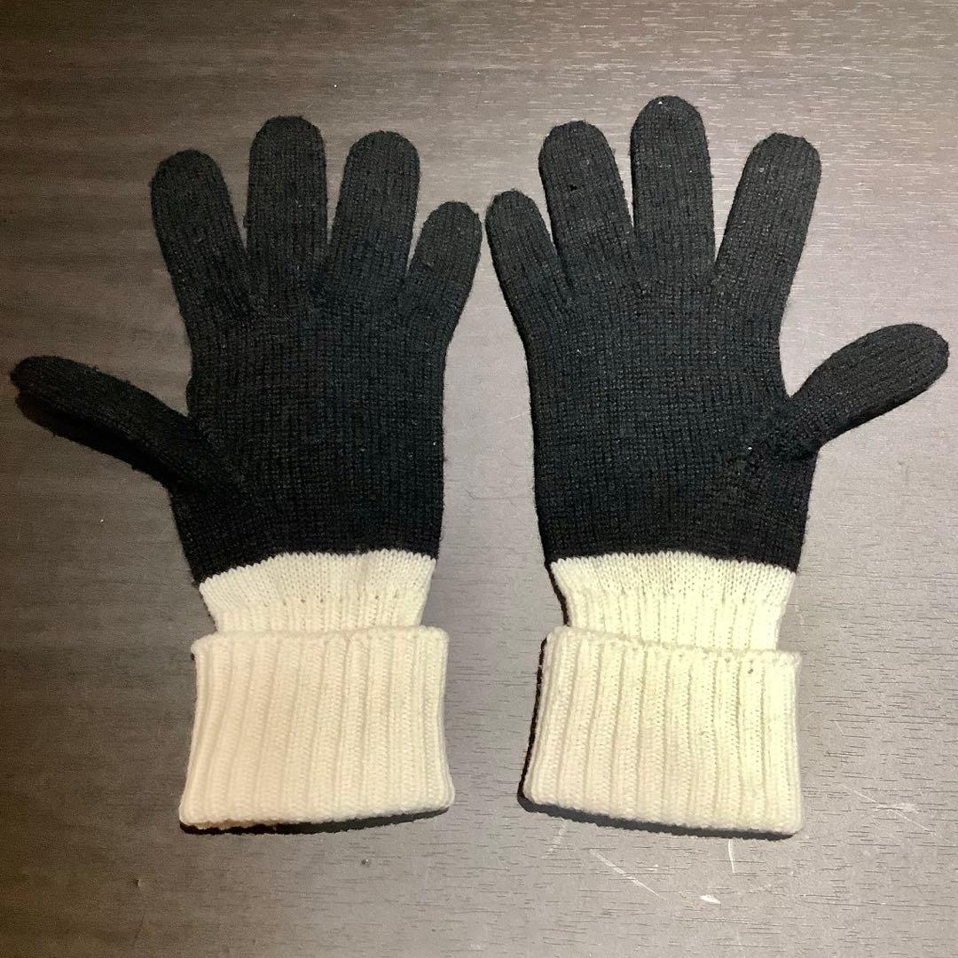 BURBERRY バーバリー ロゴ ニット 手袋 グローブ 黒 白 ブラック