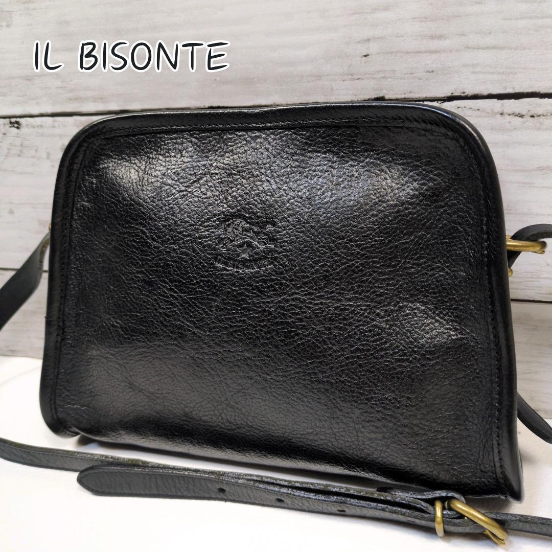 近年 イルビゾンテ IL BISONTE ショルダーバック ブラック シボ よろずやマルシェ本店 | IL BISONTE イルビゾンテ SHOULDER BAG