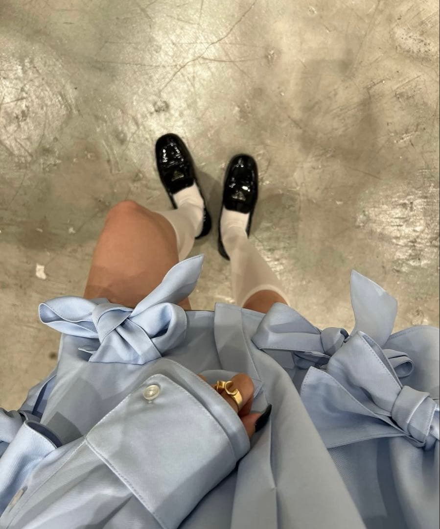 THETOE Kordela Twist Shirt リボン シャツ ブルー - メルカリ