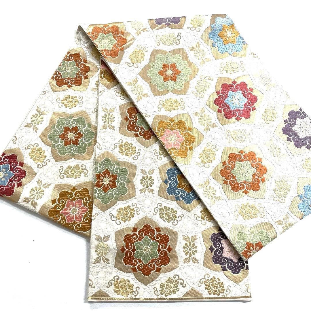 帯6517 ○高級 正絹 六通 袋帯 花文 華文 - メルカリ