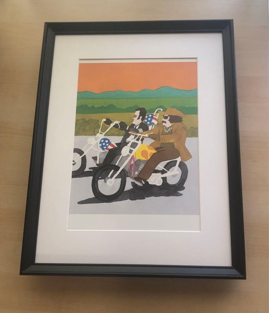 PK額装品 和田誠 映画 イージーライダー デニスホッパー A3額入 ポスター風 PK額装品 和田誠 映画 イージーライダー デニスホッパー A3額入