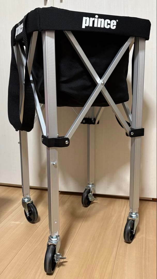prince コンパクトテニスキャリーカート(カゴ、キャスター、収納袋)付き 150球収納 テニス馬鹿 キャスター付きボールバスケット 努力は裏切ら