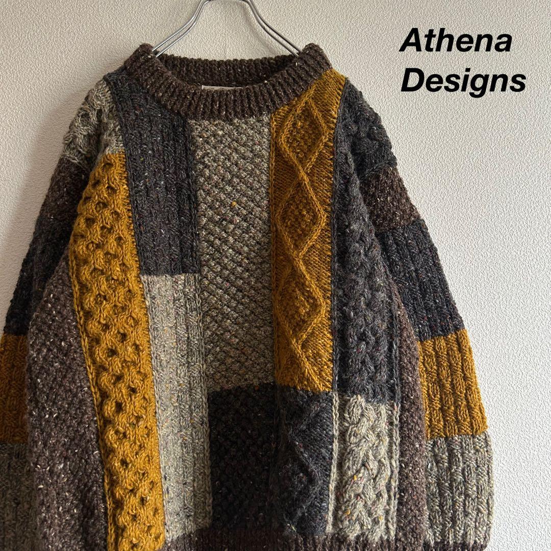 Athena Designs ニット アイルランド製 ウール アラン ATHENA DESIGNS（アテナデザイン） アテナ デザイン アランニット