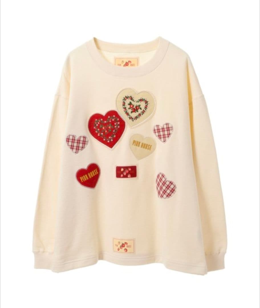 Rambling hearts 刺繍ハートワッペン付きトレーナー Rambling Hearts刺繍ハートワッペン付きトレーナー （スウェット