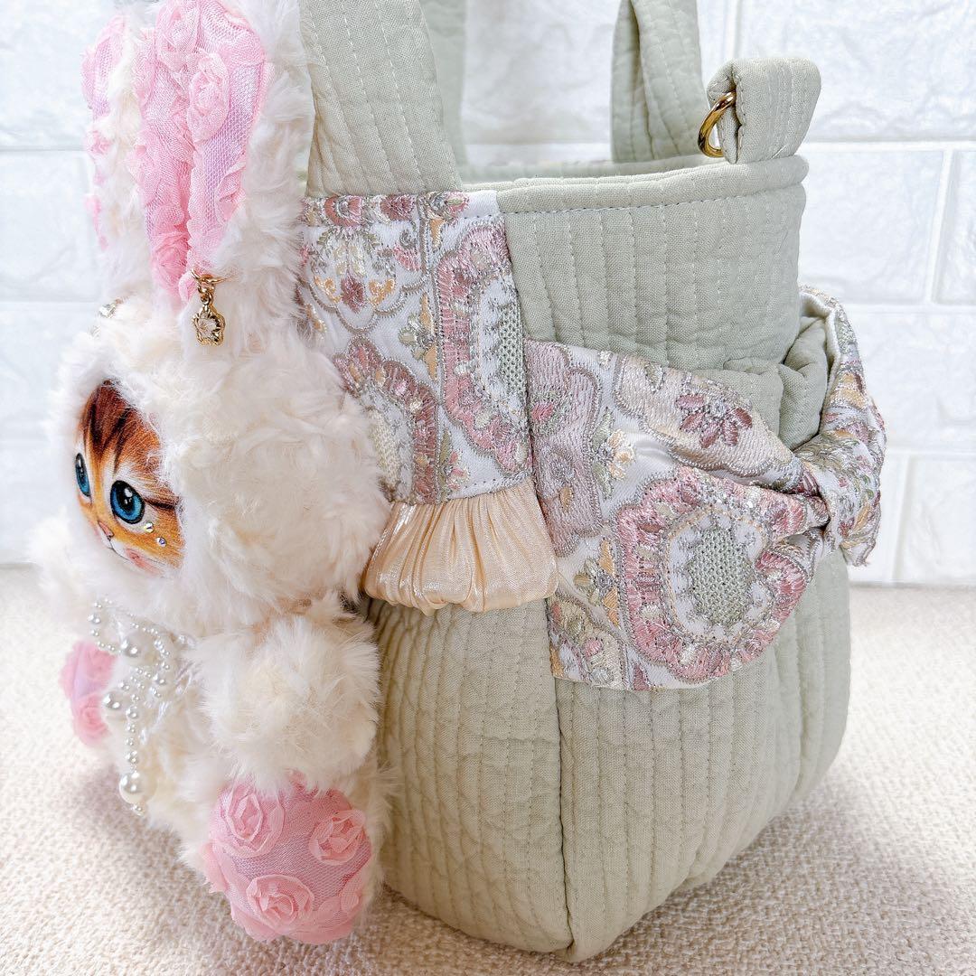 コヤンイサムチョン ハンドメイド サイドポケットトートバッグ ミント