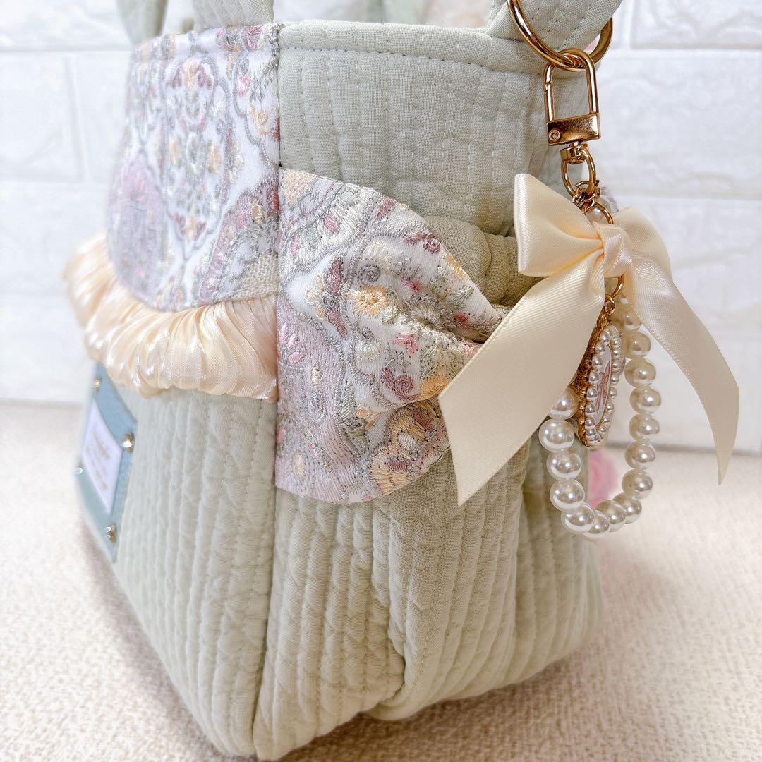 コヤンイサムチョン ハンドメイド サイドポケットトートバッグ ミント