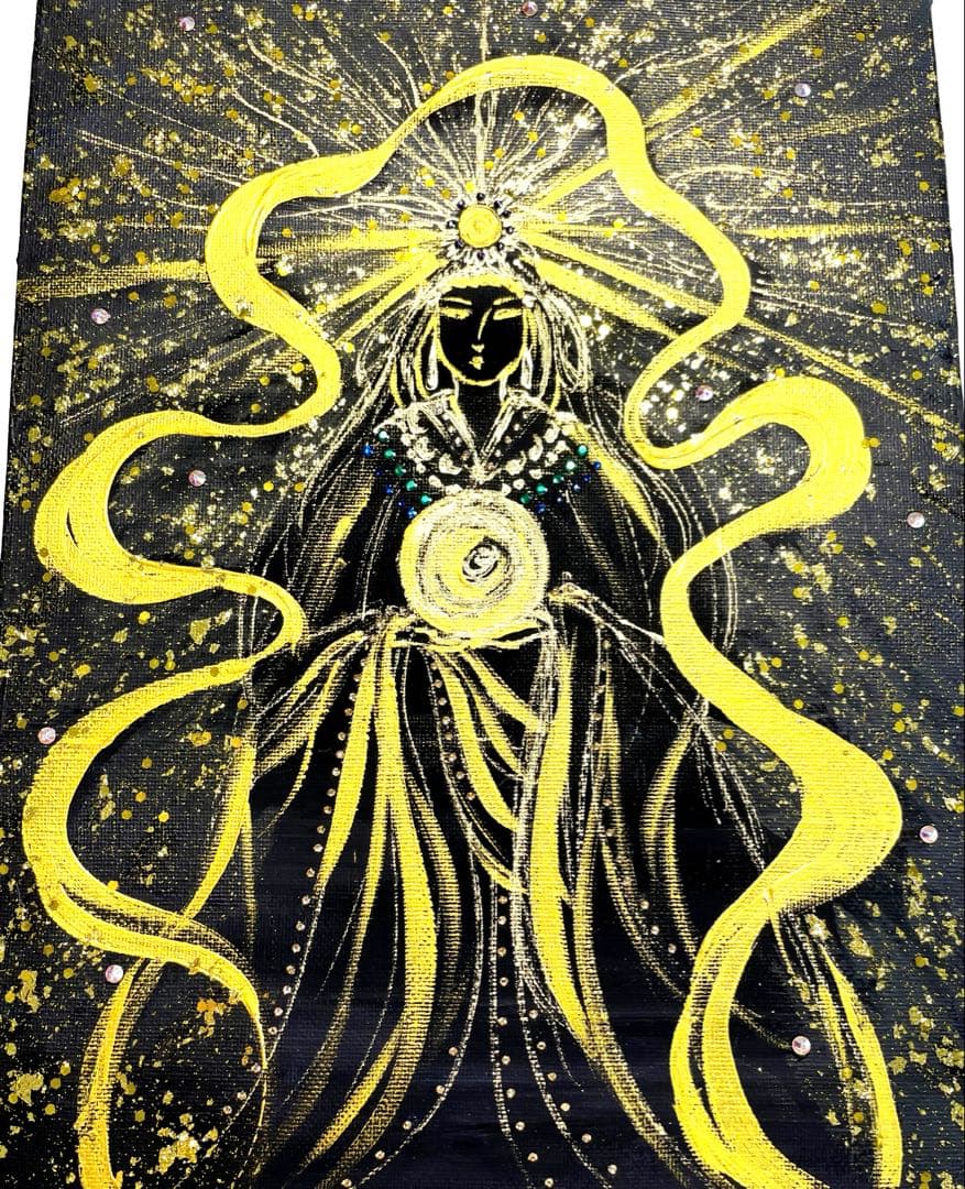 開運絵画 龍神様 眼 天照大神 24金金箔