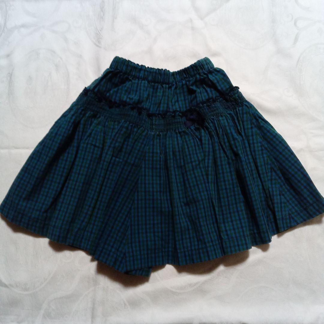 ファミリア 120 キュロットスカート 青チェック - メルカリ