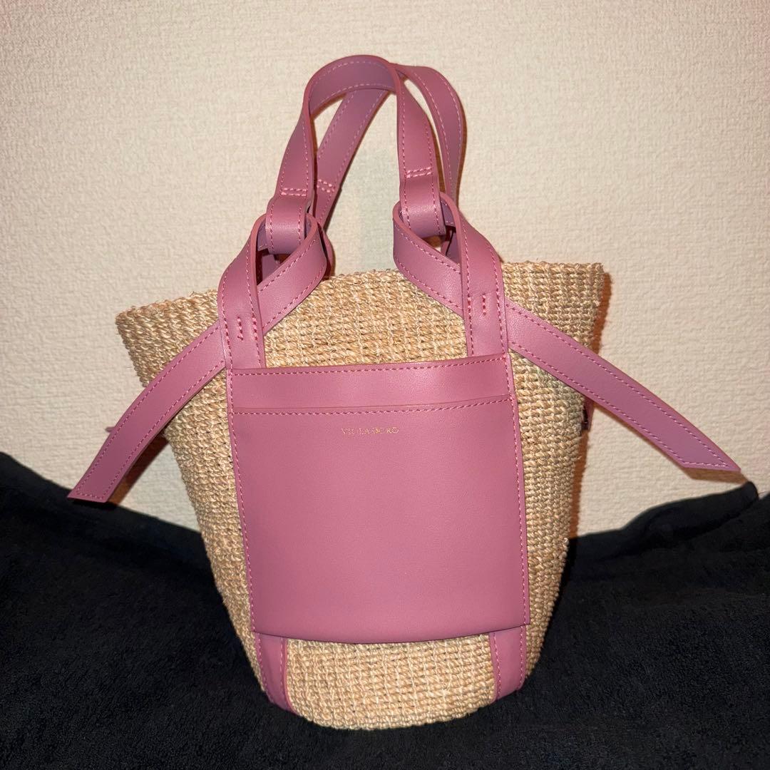 M*i様 VIOLAd'ORO ヴィオラドーロ かごバッグ ピンク 別注》【VIOLAd'ORO/ヴィオラドーロ】かごバッグ（V-8885）｜TIARA
